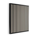 Fine Stripes Vertical Minimalist Pattern in Black and Almond Cream Framed Canvas Print Gallery Image 2