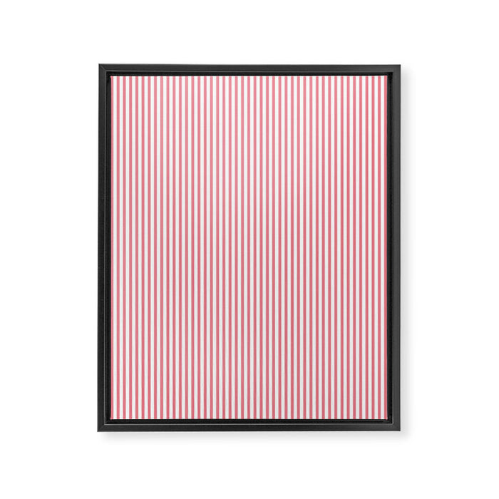 Fine Stripes Vertical Pattern Fresh Pink and White Framed Canvas Print Gallery Image 1