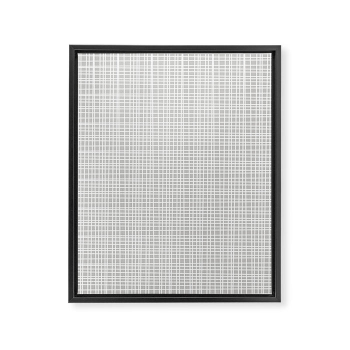 Fine Weave Mid-Century Modern Minimalistic Pattern in White and Light Gray Framed Canvas Print Gallery Image 1