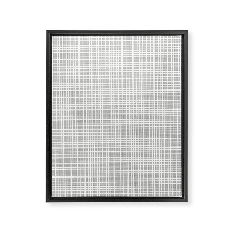 Fine Weave Mid-Century Modern Minimalistic Pattern in White and Light Gray Framed Canvas Print Gallery Image 8