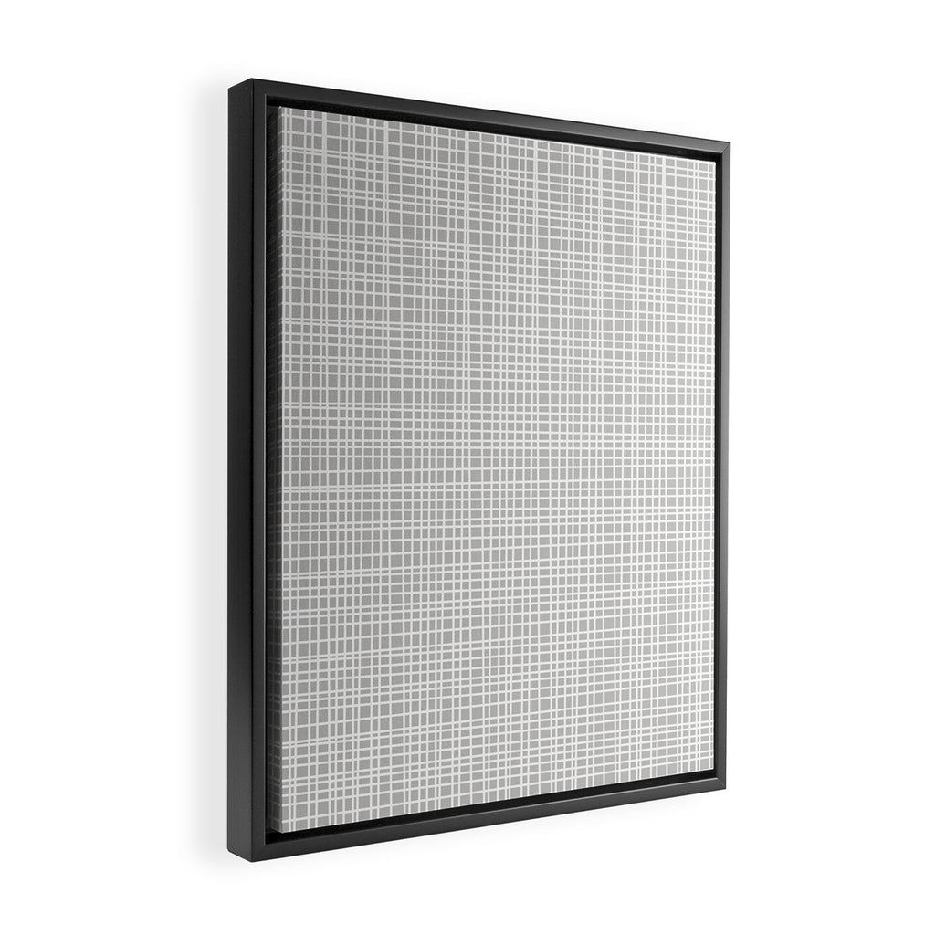 Fine Weave Mid-Century Modern Minimalistic Pattern in White and Light Gray Framed Canvas Print Gallery Image 2