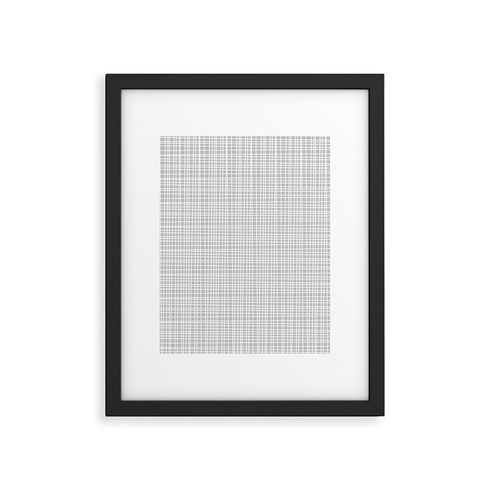 Fine Weave Mid-Century Modern Minimalistic Pattern in White and Light Gray Framed Art Print Gallery Image 1