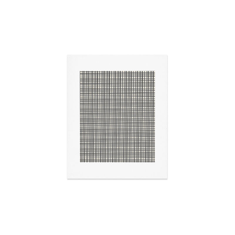 Fine Weave Mid-Century Modern Woven Pattern in Charcoal Gray and Almond Cream Art Print Gallery Image 1