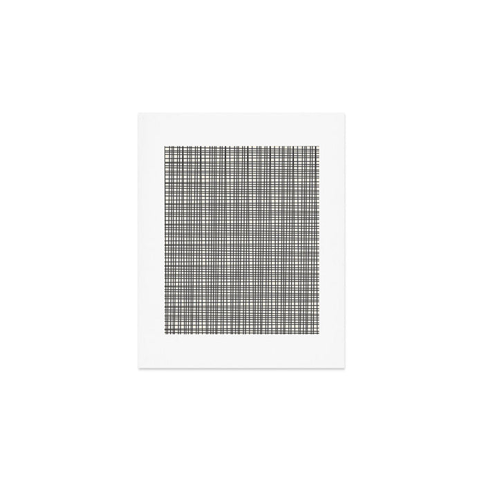 Fine Weave Mid-Century Modern Woven Pattern in Charcoal Gray and Almond Cream Art Print Gallery Image 1
