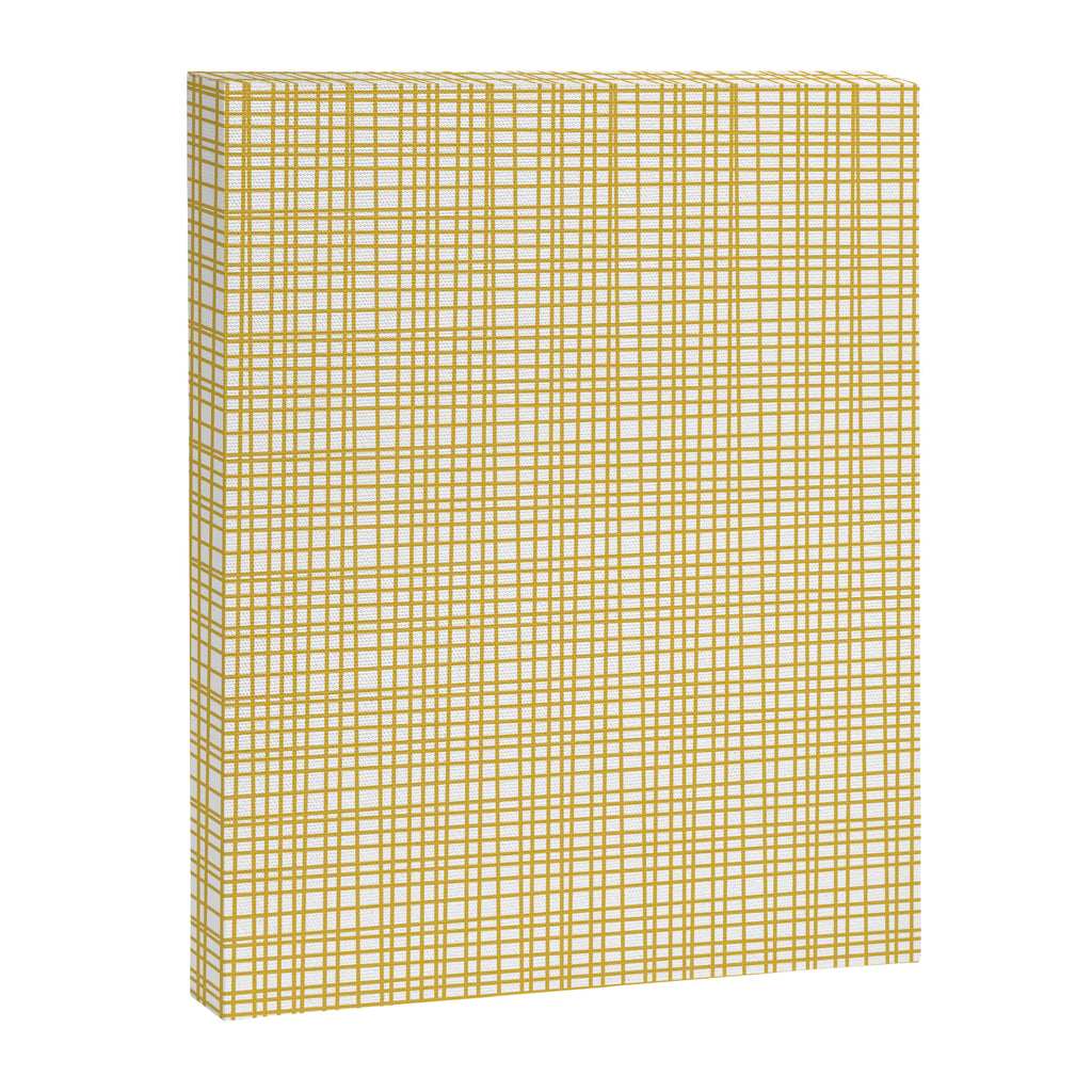 Fine Weave Minimalist Mid Century Modern Woven Pattern in Mustard Yellow and White Canvas Print Gallery Image 8