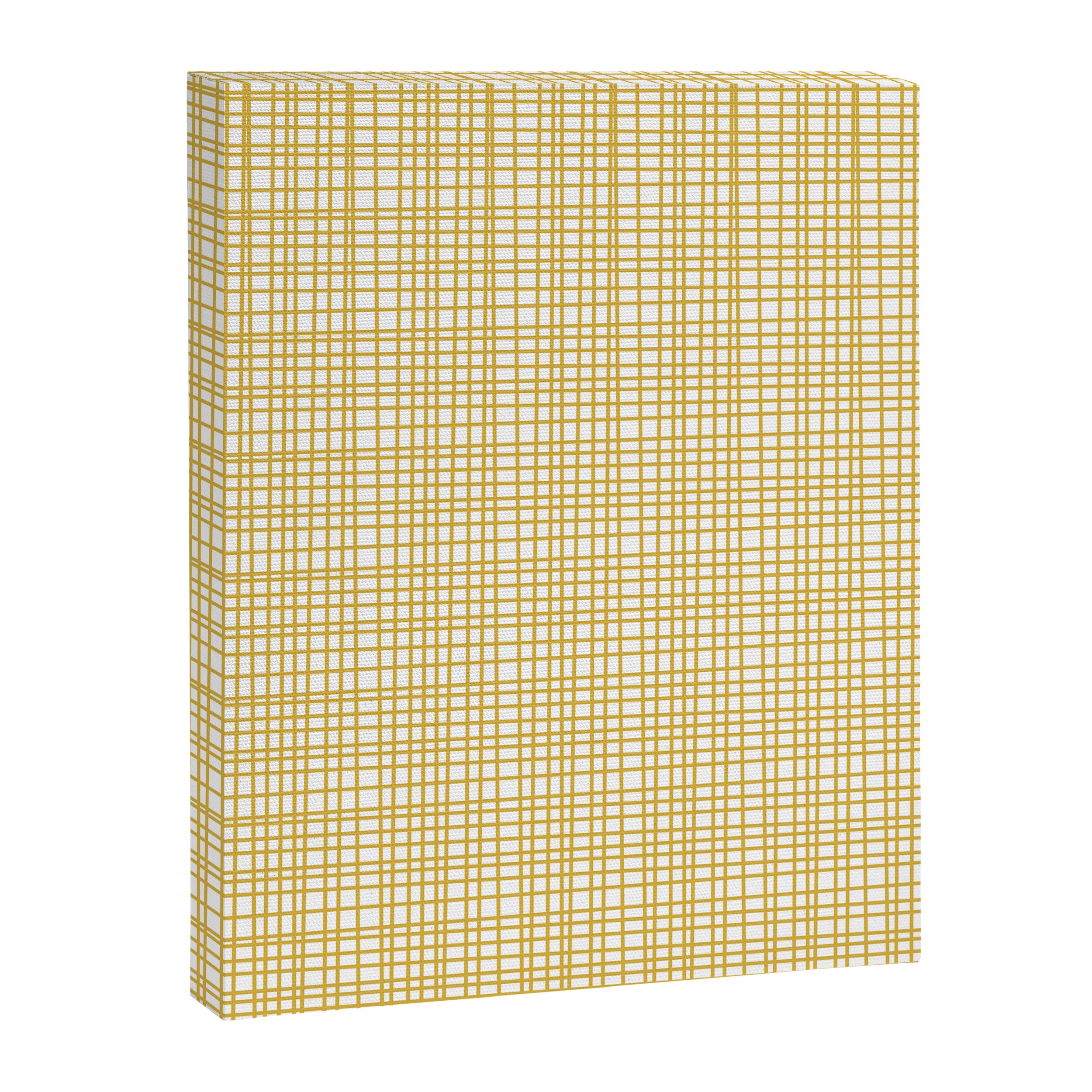 Fine Weave Minimalist Mid Century Modern Woven Pattern in Mustard Yellow and White Canvas Print Gallery Image 8