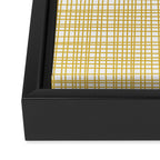 Fine Weave Minimalist Mid Century Modern Woven Pattern in Mustard Yellow and White Framed Canvas Print Gallery Image 3