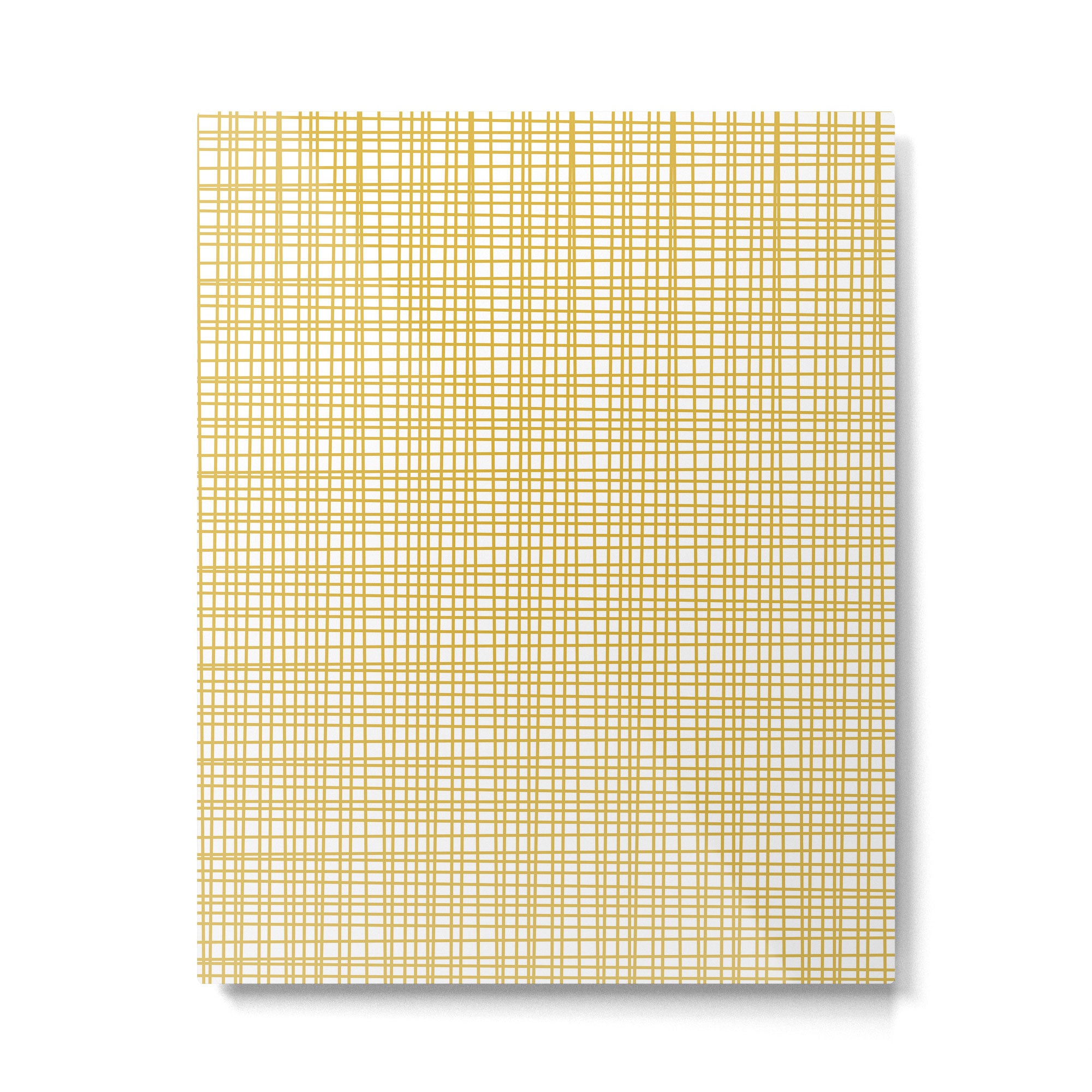 Fine Weave Minimalist Mid Century Modern Woven Pattern in Mustard Yellow and White Metal Print Gallery Image 6