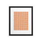 Fine Weave Minimalist Midcentury Woven Pattern in Orange and White Framed Art Print Gallery Image 6