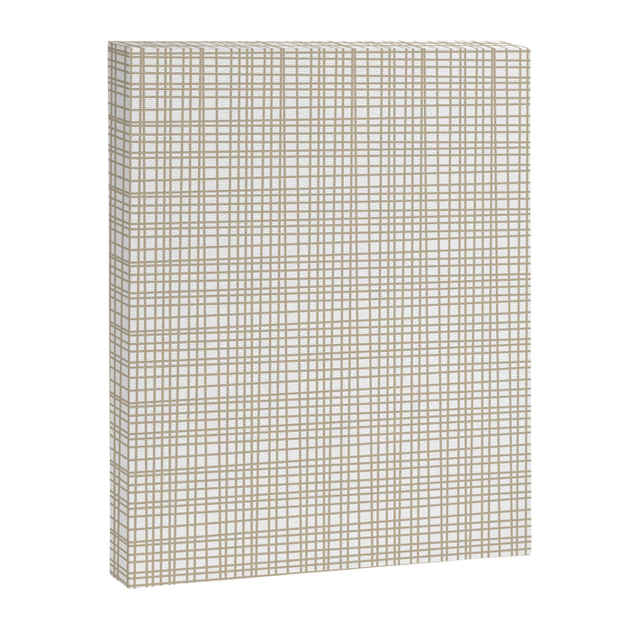 Fine Weave Minimalist Retro Mid Century Modern Pattern in Flax and White Canvas Print Gallery Image 1