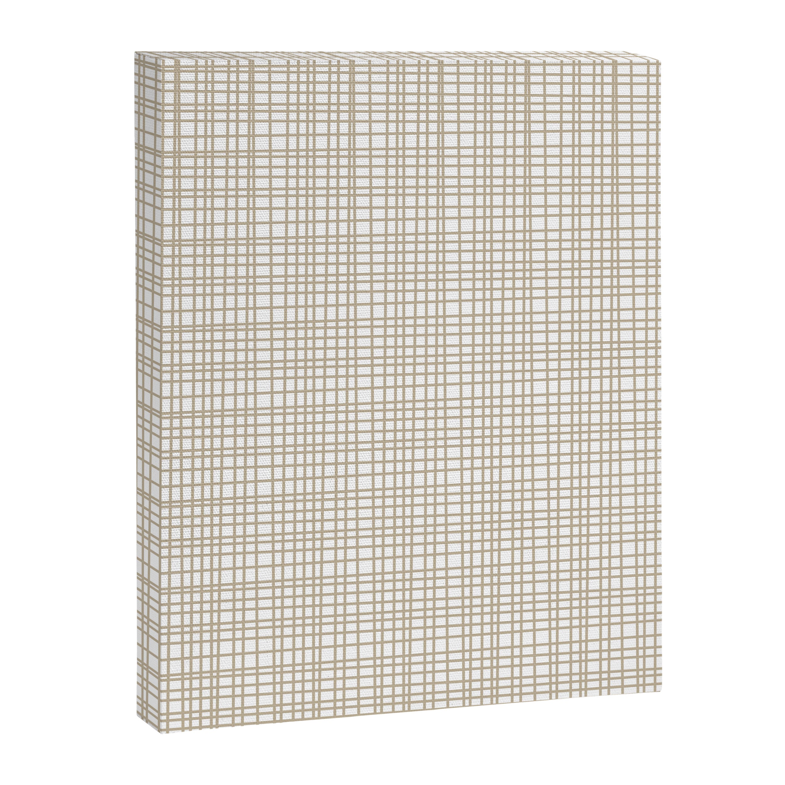 Fine Weave Minimalist Retro Mid Century Modern Pattern in Flax and White Canvas Print Gallery Image 8