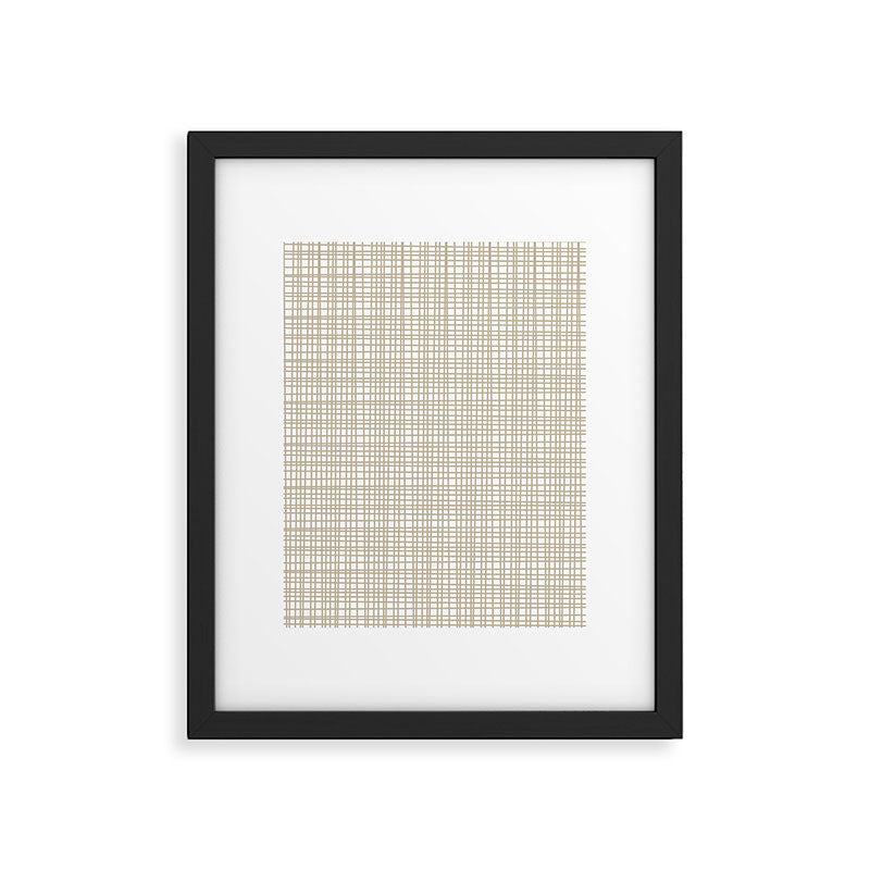 Fine Weave Minimalist Retro Mid Century Modern Pattern in Flax and White Framed Art Print Gallery Image 6