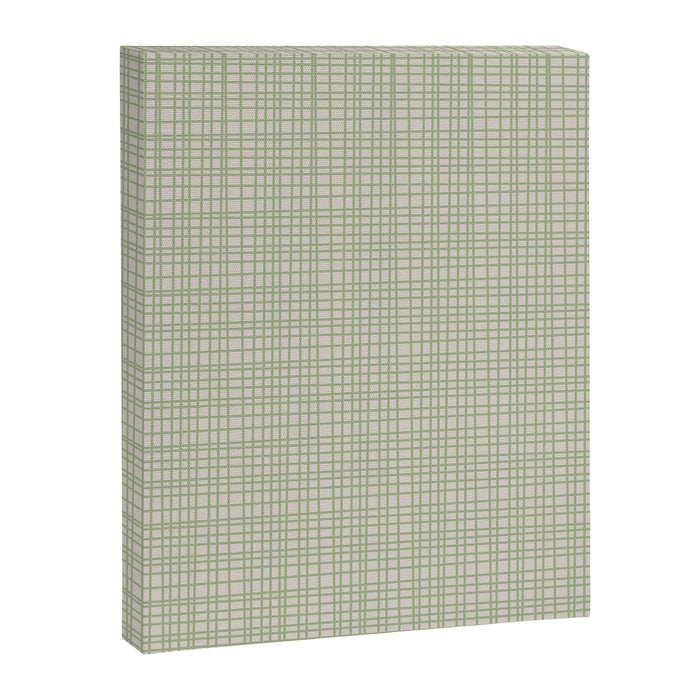 Fine Weave Retro Mid Century Modern Minimalist Woven Line Pattern in Sage and Beige Canvas Print Gallery Image 1