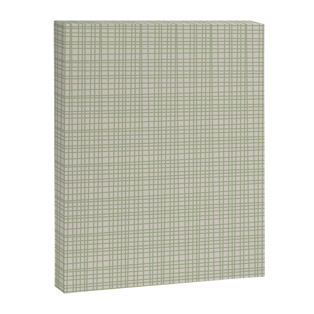 Fine Weave Retro Mid Century Modern Minimalist Woven Line Pattern in Sage and Beige Canvas Print Gallery Image 8