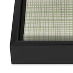 Fine Weave Retro Mid Century Modern Minimalist Woven Line Pattern in Sage and Beige Framed Canvas Print Gallery Image 3