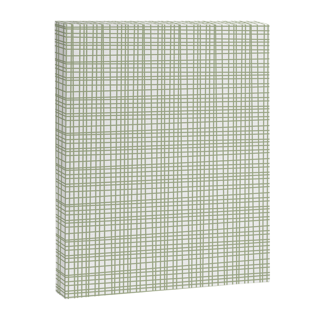 Fine Weave Retro Mid Century Modern Minimalist Woven Line Pattern Sage Green and White Canvas Print Gallery Image 8
