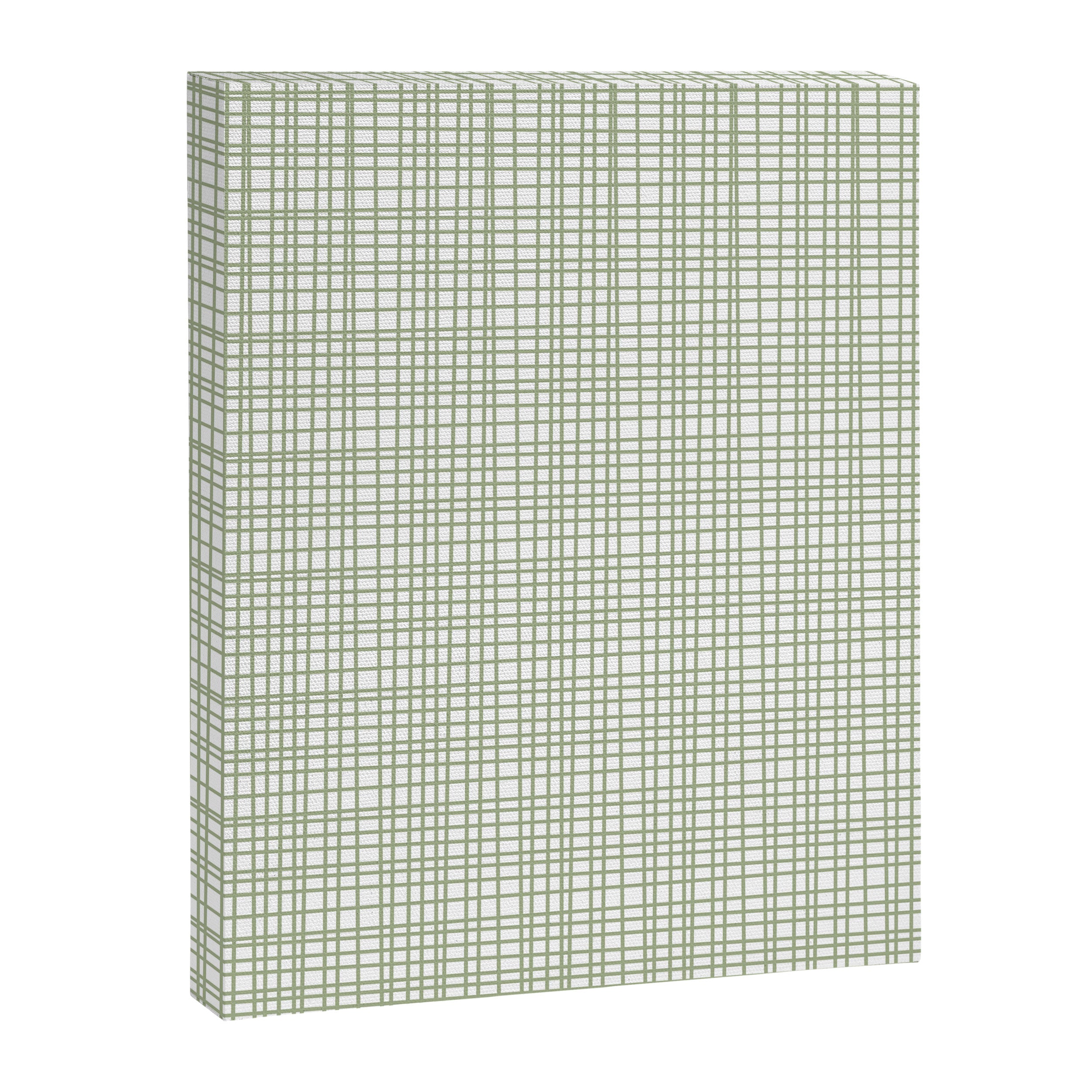 Fine Weave Retro Mid Century Modern Minimalist Woven Line Pattern Sage Green and White Canvas Print Gallery Image 8