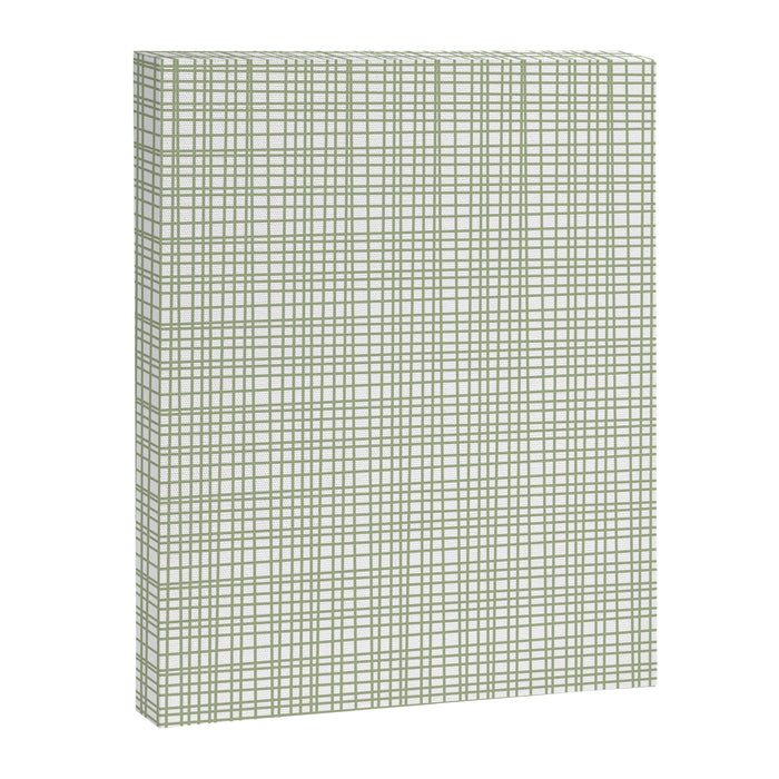 Fine Weave Retro Mid Century Modern Minimalist Woven Line Pattern Sage Green and White Canvas Print Gallery Image 1