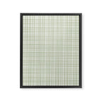 Fine Weave Retro Mid Century Modern Minimalist Woven Line Pattern Sage Green and White Framed Canvas Print Gallery Image 8