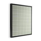 Fine Weave Retro Mid Century Modern Minimalist Woven Line Pattern Sage Green and White Framed Canvas Print Gallery Image 2