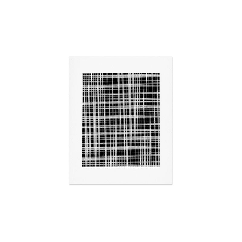 Fine Weave Retro Modern Mid-Century Pattern in White and Black Art Print Gallery Image 1