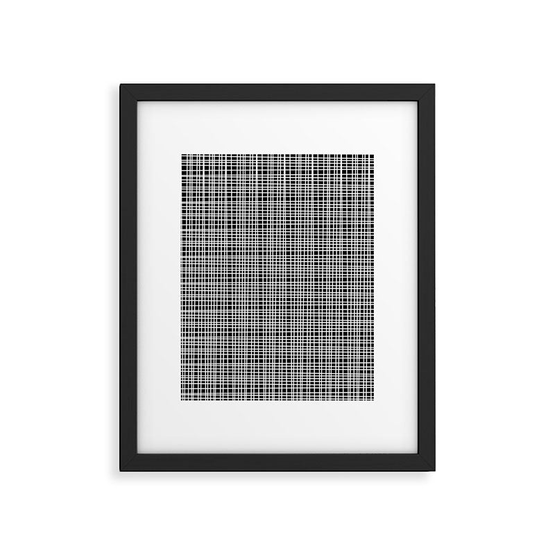 Fine Weave Retro Modern Mid-Century Pattern in White and Black Framed Art Print Gallery Image 6