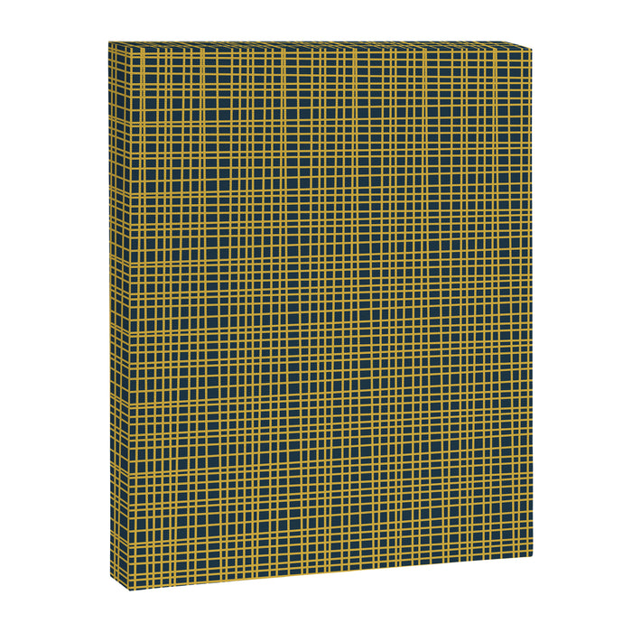 Fine Weave Retro Modern Mid-Century Pattern in Mustard Yellow and Navy Blue Canvas Print Gallery Image 1