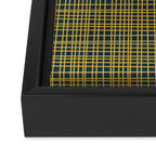 Fine Weave Retro Modern Mid-Century Pattern in Mustard Yellow and Navy Blue Framed Canvas Print Gallery Image 3