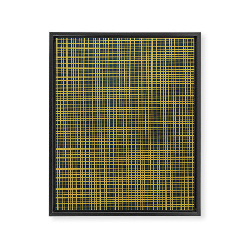 Fine Weave Retro Modern Mid-Century Pattern in Mustard Yellow and Navy Blue Framed Canvas Print Gallery Image 8
