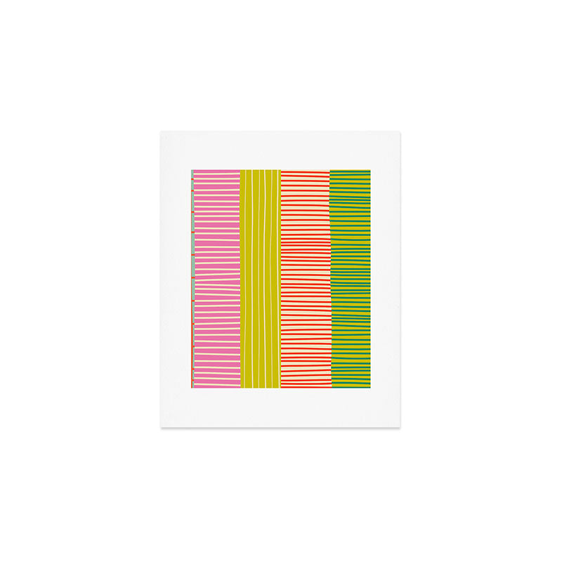 Finnish Colorful Patchwork Stripe Pattern Art Print Gallery Image 1