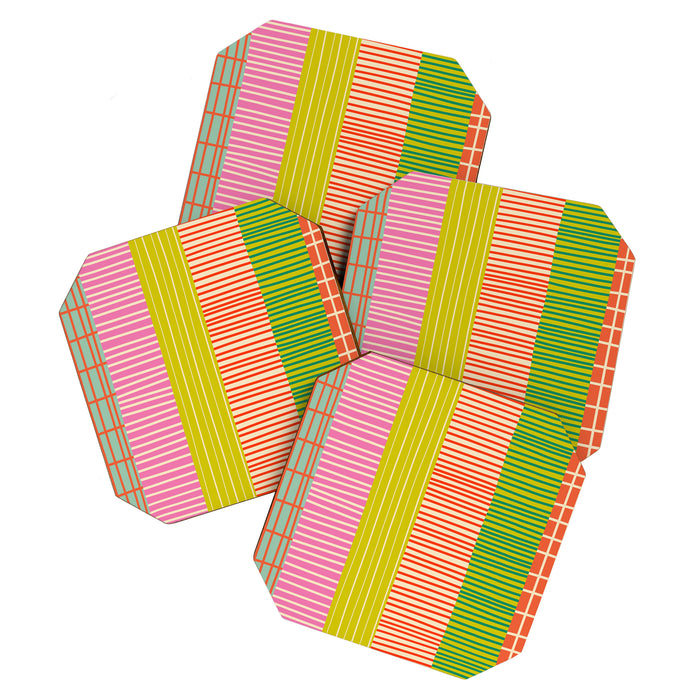 Finnish Colorful Patchwork Stripe Pattern Coaster Gallery Image 1