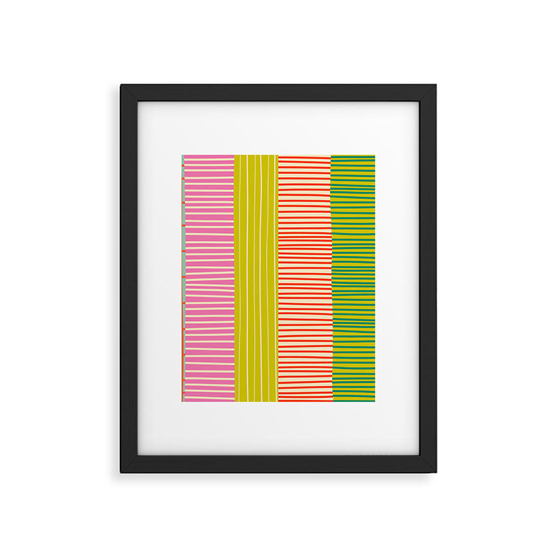 Finnish Colorful Patchwork Stripe Pattern Framed Art Print Gallery Image 4