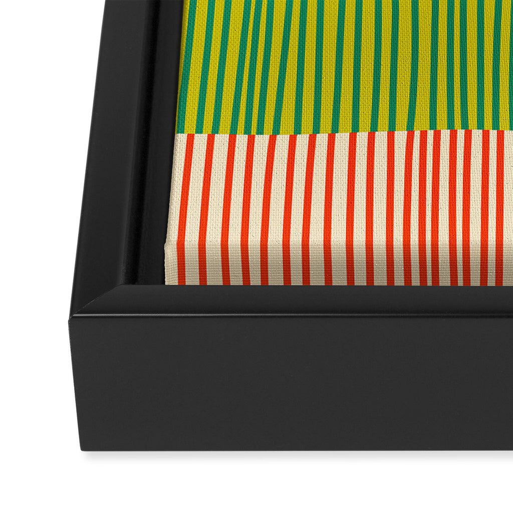 Finnish Patchwork Stripe Pattern Orange Green Pink Chartreuse Framed Canvas Print Gallery Image 3