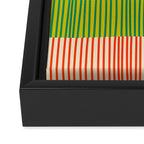 Finnish Patchwork Stripe Pattern Orange Green Pink Chartreuse Framed Canvas Print Gallery Image 3