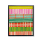 Finnish Patchwork Stripe Pattern Orange Green Pink Chartreuse Framed Canvas Print Gallery Image 6
