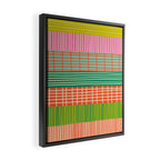 Finnish Patchwork Stripe Pattern Orange Green Pink Chartreuse Framed Canvas Print Gallery Image 2