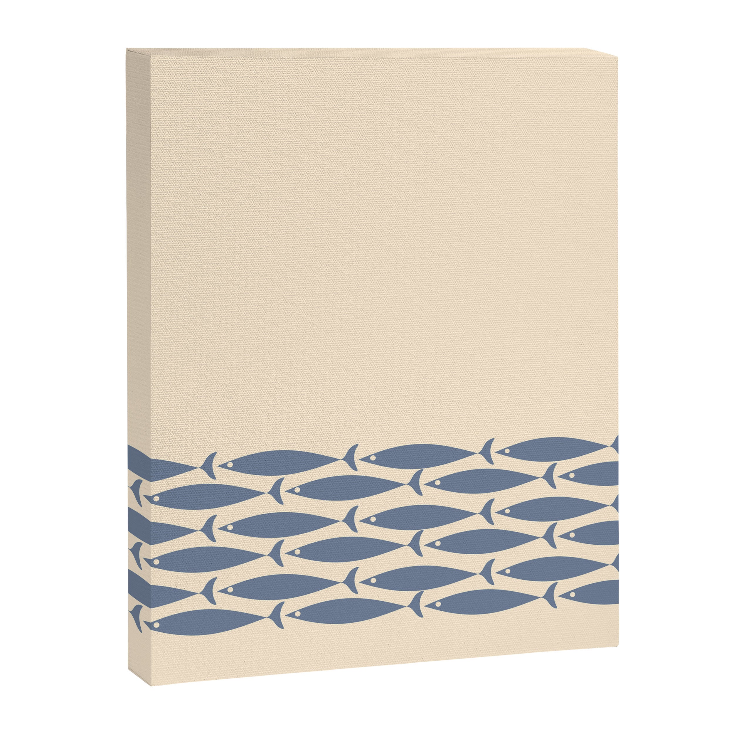 Fish Cuff - Minimalist Mid Century Modern Fish in Cream and Stone Blue Canvas Print Gallery Image 8