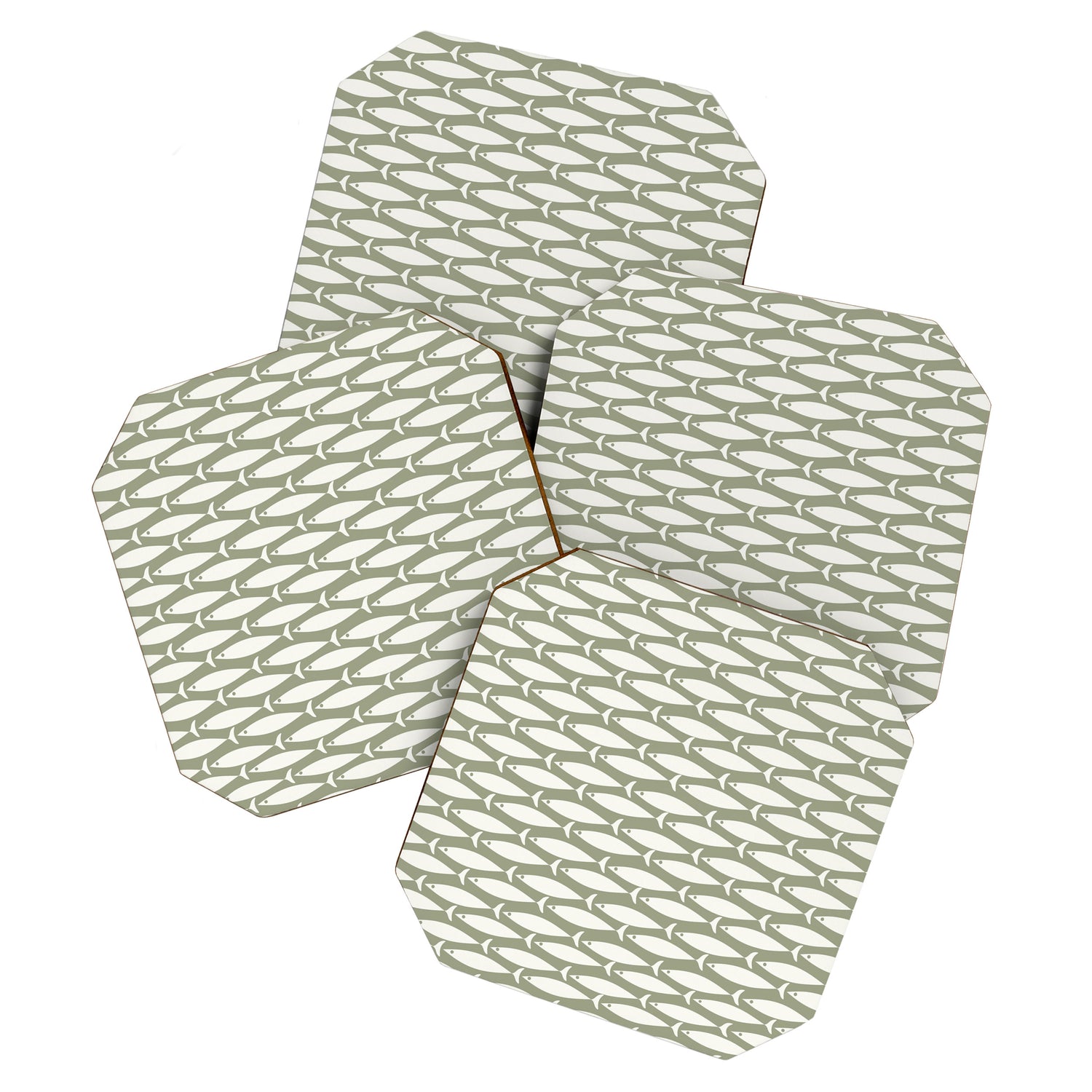 Fish Pattern in Sage Coaster Gallery Image 1
