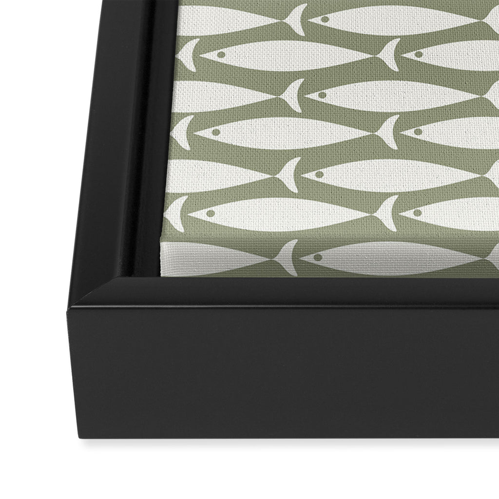 Fish Pattern in Sage Framed Canvas Print Gallery Image 3