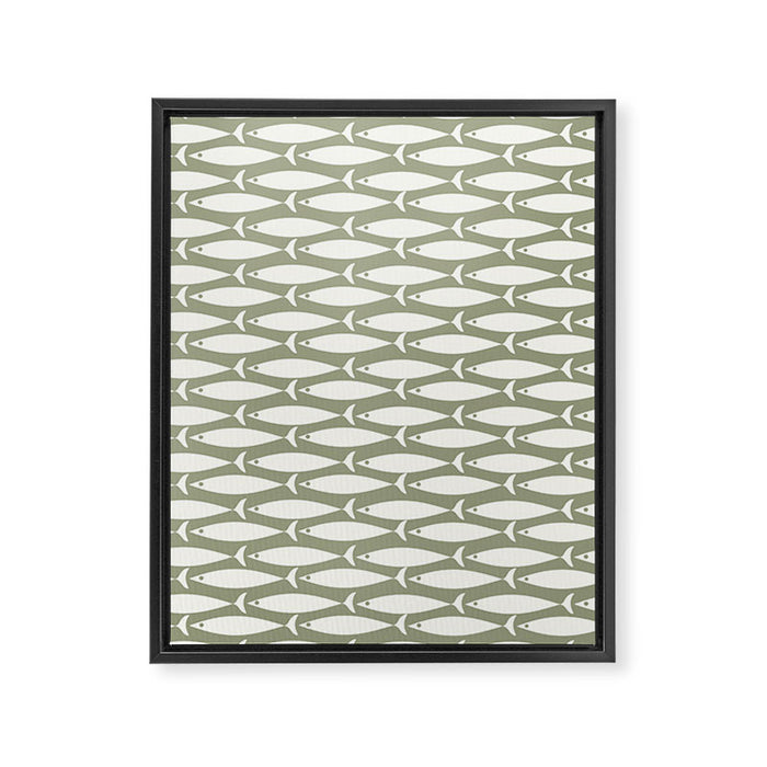 Fish Pattern in Sage Framed Canvas Print Gallery Image 1