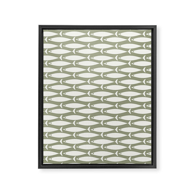 Fish Pattern in Sage Framed Canvas Print Gallery Image 8