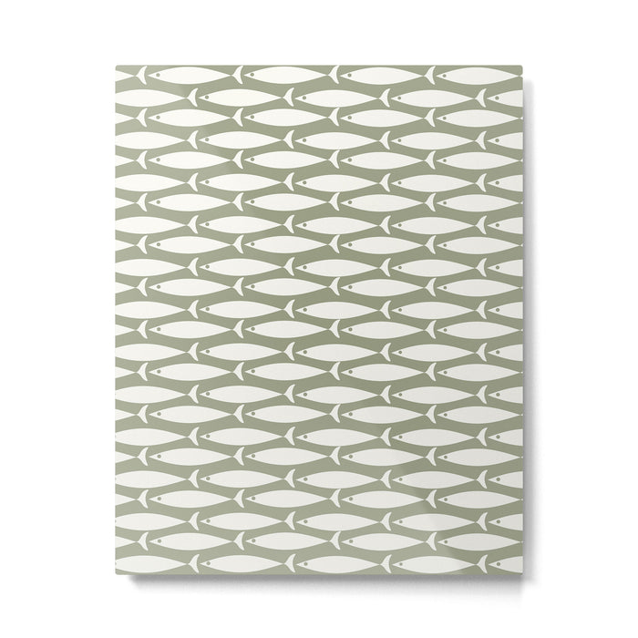 Fish Pattern in Sage Metal Print Gallery Image 1