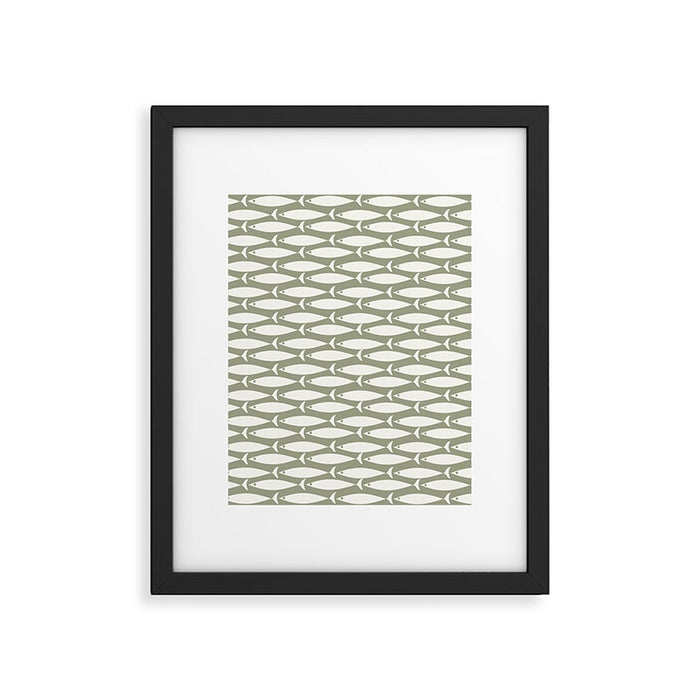 Fish Pattern in Sage Framed Art Print Gallery Image 1