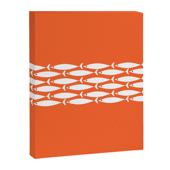 Fish Stripe 6 in Orange and White - Minimalist Pattern Canvas Print Gallery Image 1