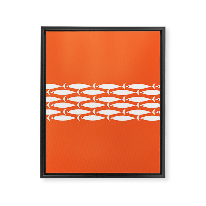 Fish Stripe 6 in Orange and White - Minimalist Pattern Framed Canvas Print Gallery Image 8