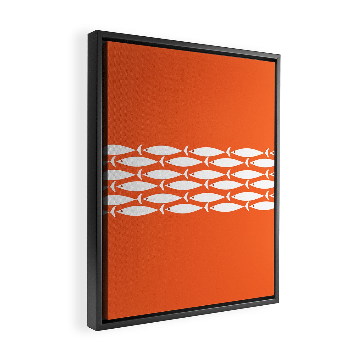 Fish Stripe 6 in Orange and White - Minimalist Pattern Framed Canvas Print Gallery Image 2