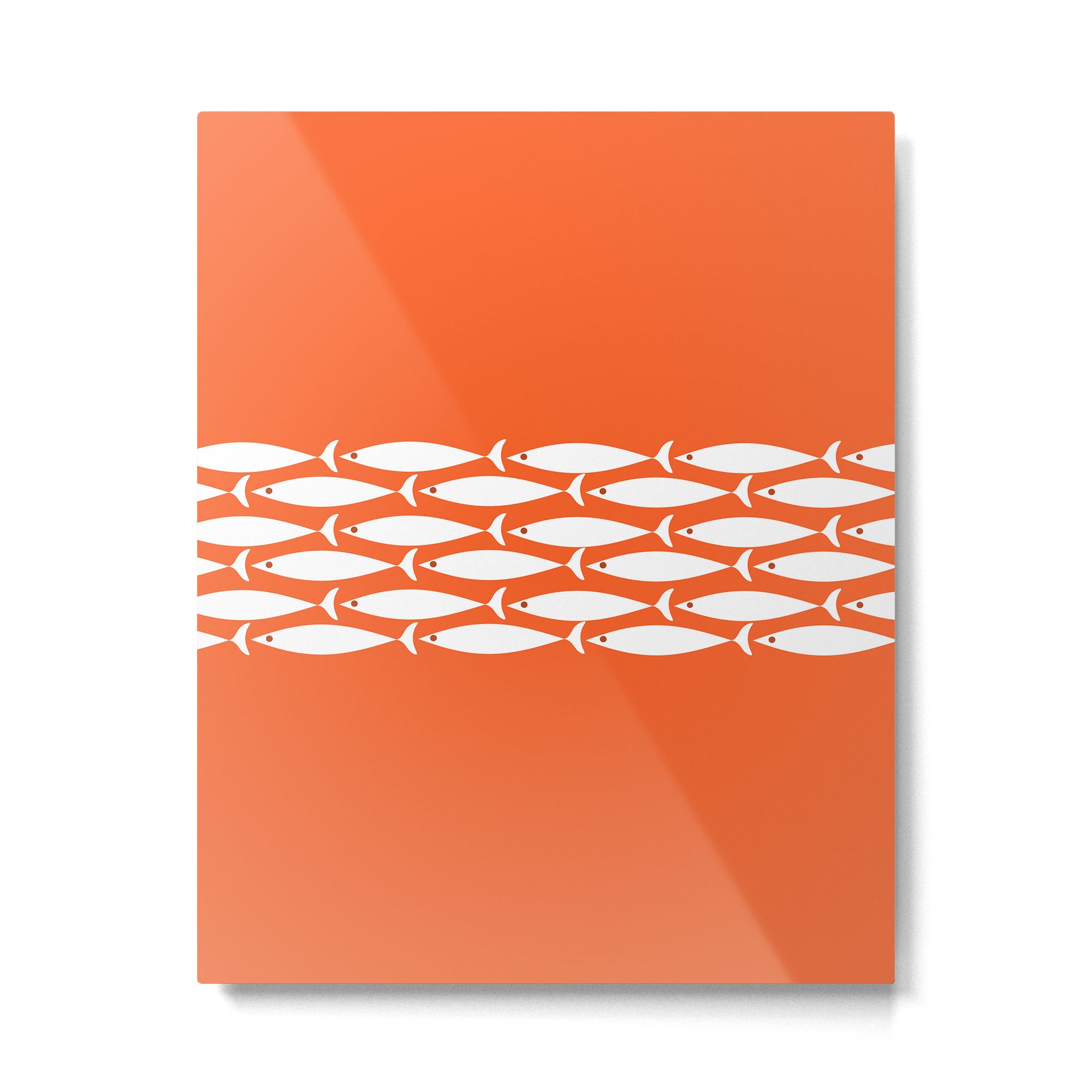 Fish Stripe 6 in Orange and White - Minimalist Pattern Metal Print Gallery Image 6