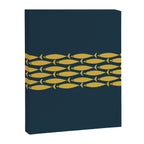 Fish Stripe 6 Minimalist Mid Century Modern Pattern in Light Mustard and Navy Blue Canvas Print Gallery Image 8