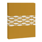 Fish Stripe 6 Minimalist Midcentury Modern Fish Pattern in White, Navy Blue, and Dark Mustard  Canvas Print Gallery Image 8