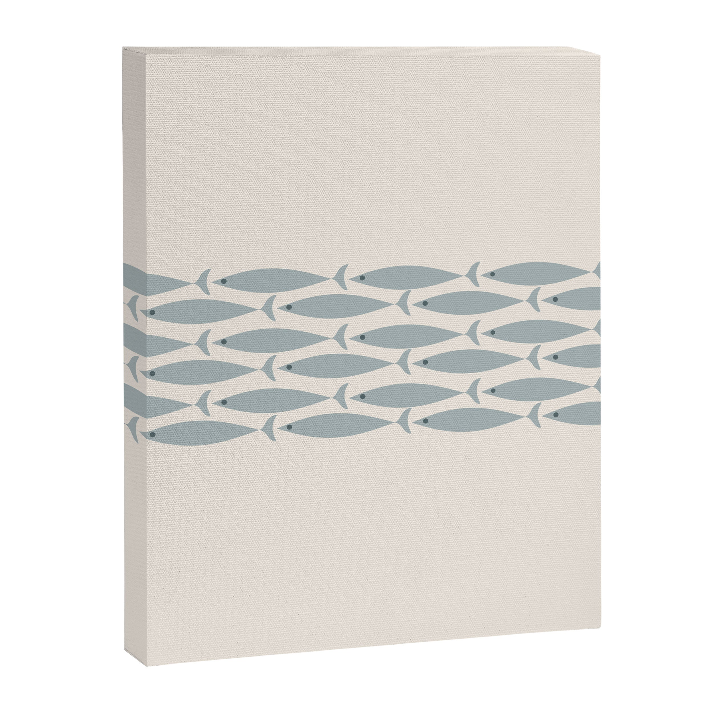 Fish Stripe 6 - Minimalist Ocean Pattern in Cream and Light Blue-Gray Canvas Print Gallery Image 8